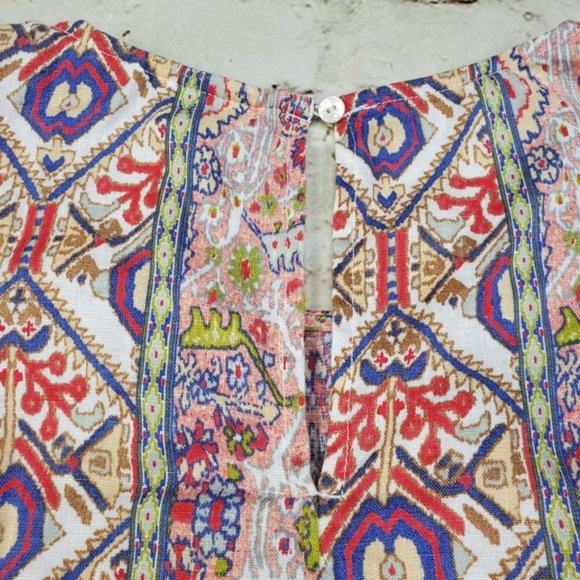 Rachel Zoe Dress Aztec Print Linen Pockets Colorful Vacation Casual Tapestry S - Picture 7 of 10